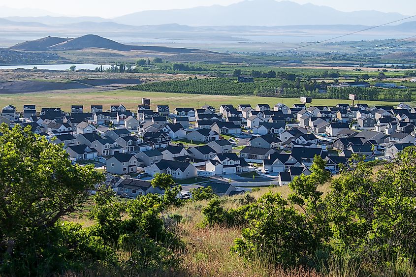 Suburban neighborhood in Santaquin, Utah.