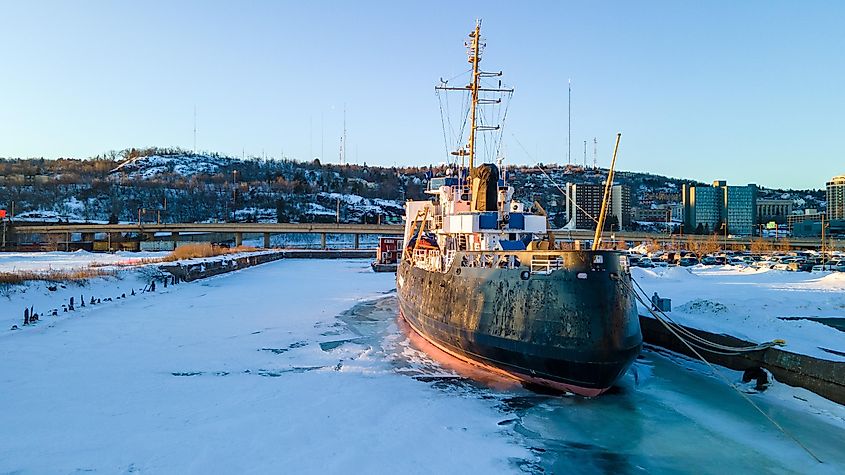 Duluth Minnesota on Lake Superior in the Winter