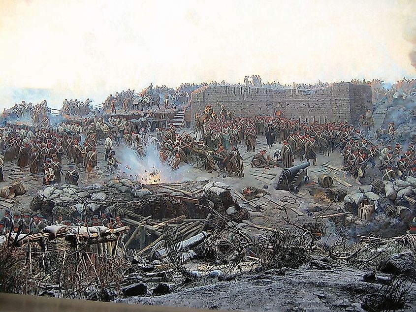 Detail of Franz Roubaud's panoramic painting Siege of Sevastopol (1904). 