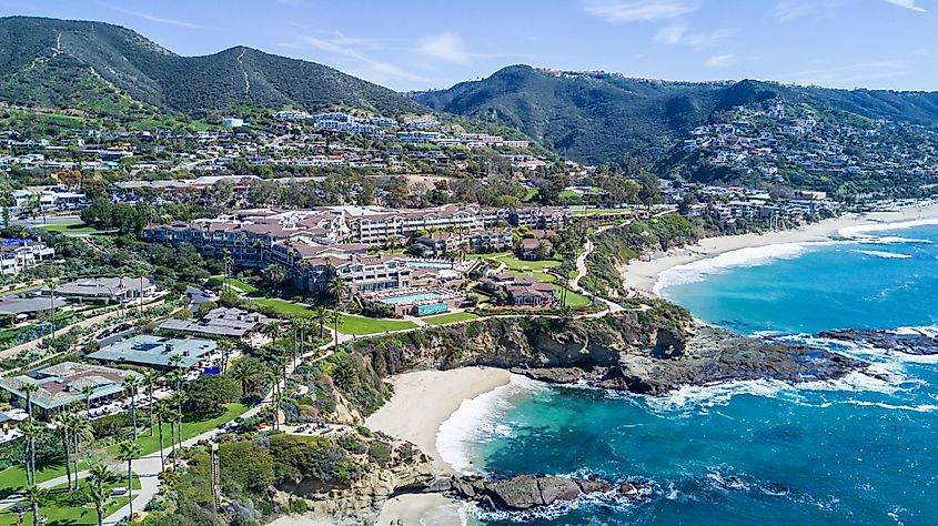 Aerial view of Laguna Beach, California.