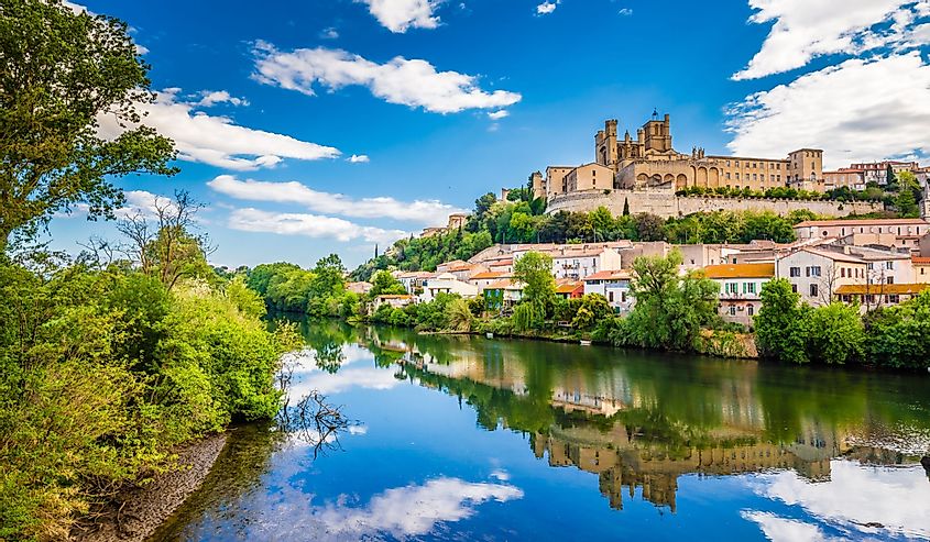 Orb River and Cathedral in Beziers - Hérault, Occitanie, France, Europe