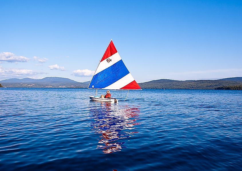Sailing on Rangeley Lake in Maine.