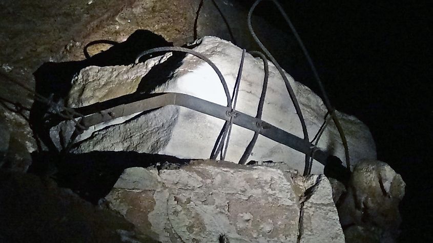 This limestone block killed a man 2,500 years ago in Mammoth Cave.