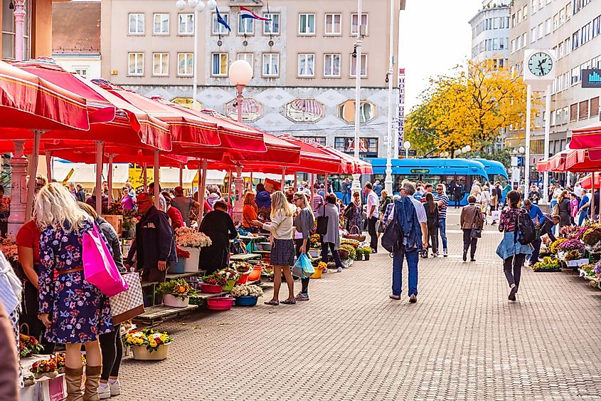 People shopping in Zagreb, Croatia