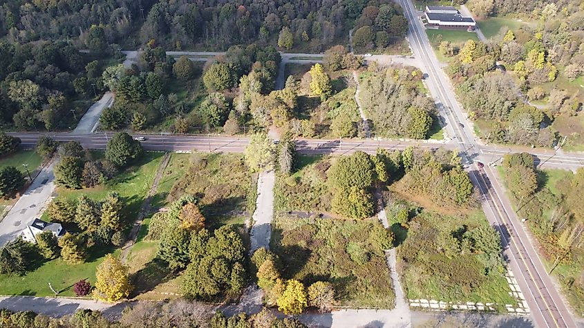 Aerial view of abandoned Centralia, Pennsylvania.