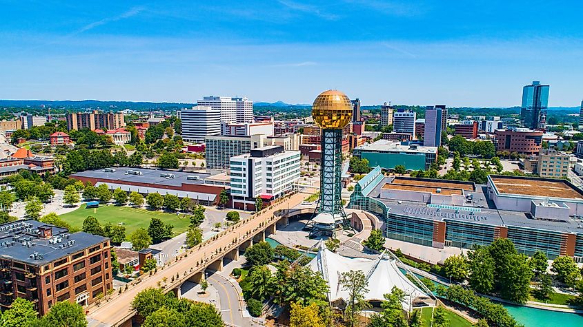 Aerial view of Knoxville, Tennessee.