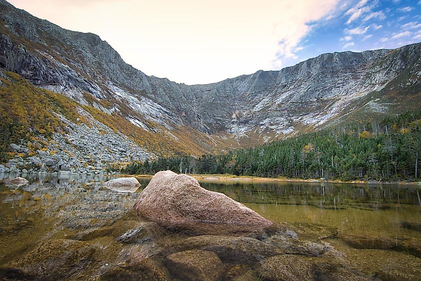 Hiking through the wilderness of Baxter State Park, Maine.