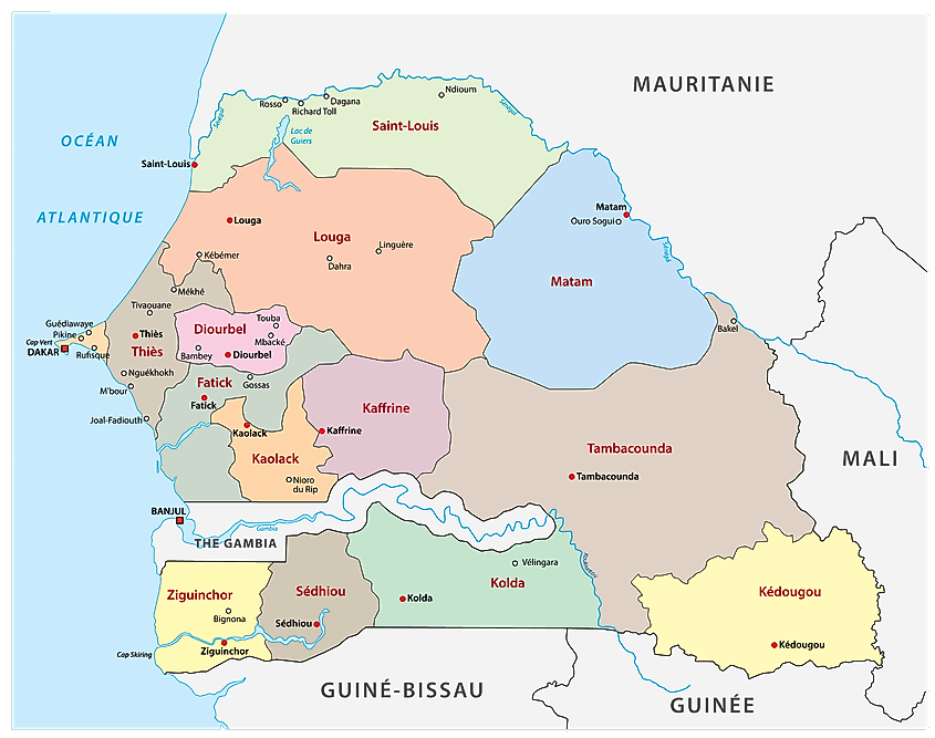 Map Senegal Surrounding Countries Senegal Maps & Facts - World Atlas