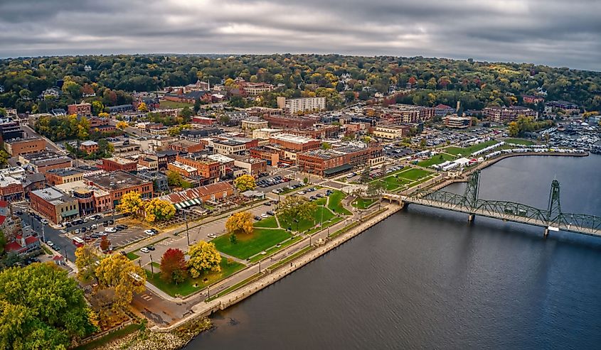 Aerial View of the Twin Cities Suburb of Stillwater, Minnesota