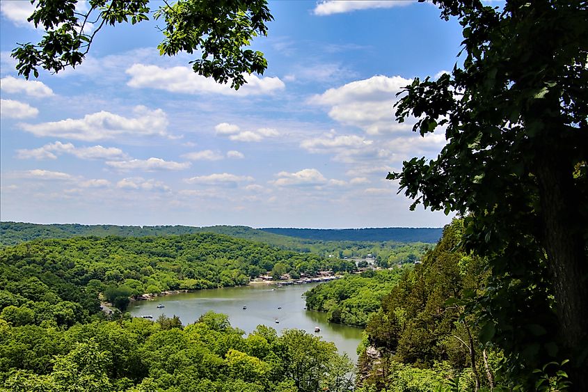 Lake of the Ozarks photographed from an overlook at Ha Ha Tonka State Park in Camdenton, Missouri.