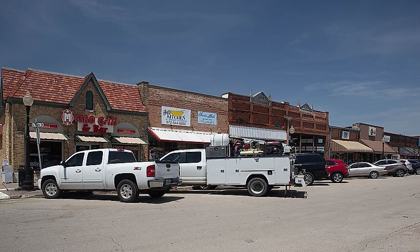 Downtown street in Ferris, Texas.