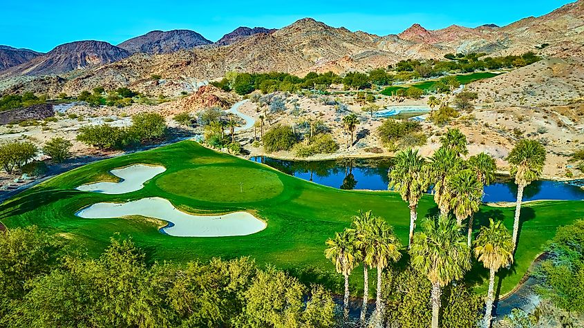 View of a golf course in Boulder City, Nevada.