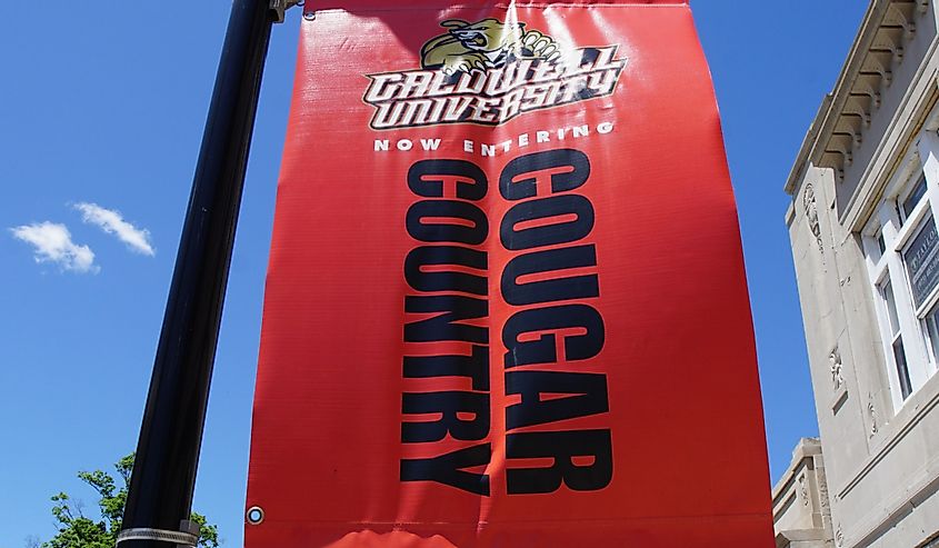  A Caldwell University Cougars banner on display in downtown Caldwell
