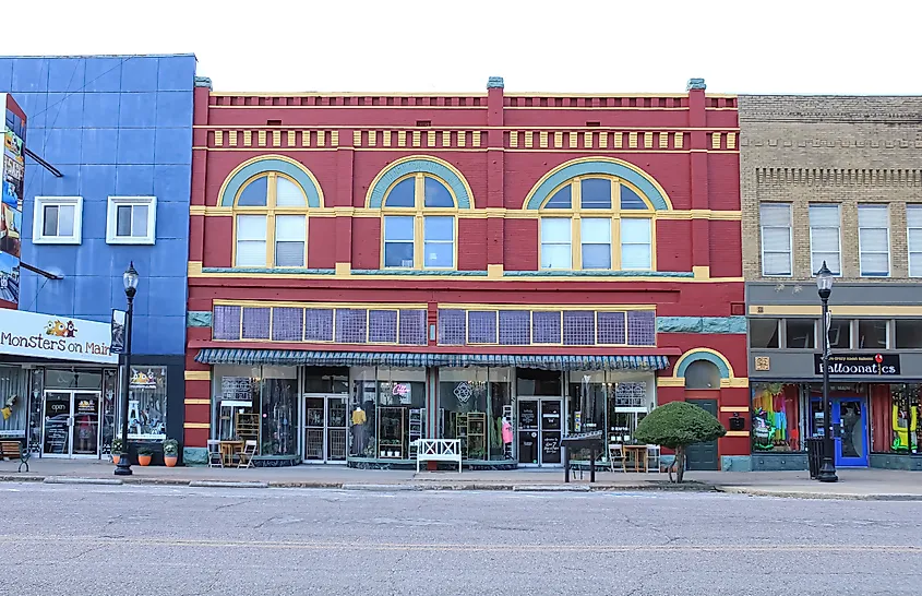Denison, Texas: the storefront to a historic building on the main street.
