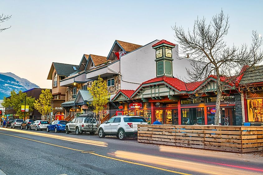 The streets of Canmore in canadian Rocky Mountains