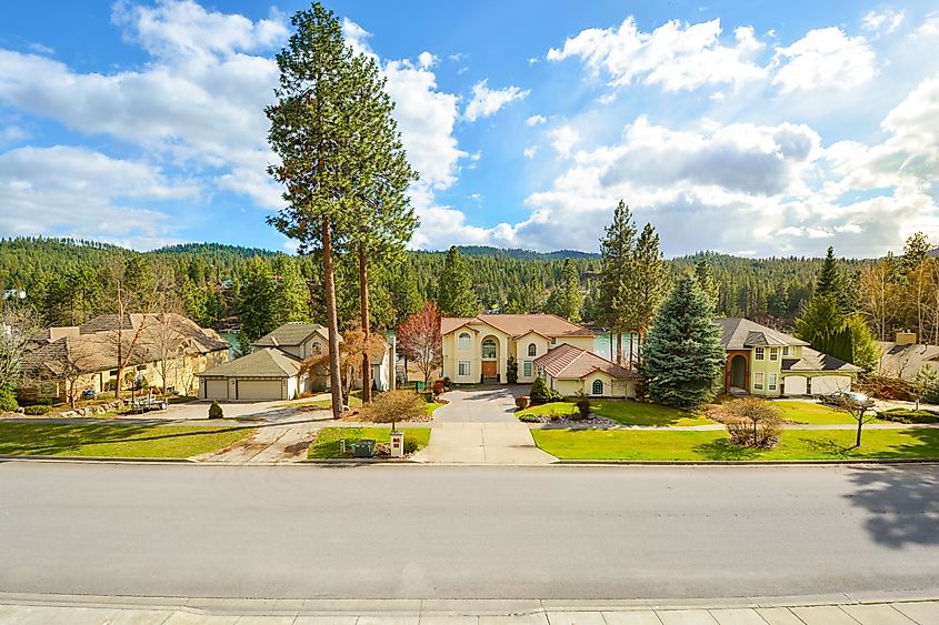 Luxury homes near the Spokane River in Post Falls, Idaho. 