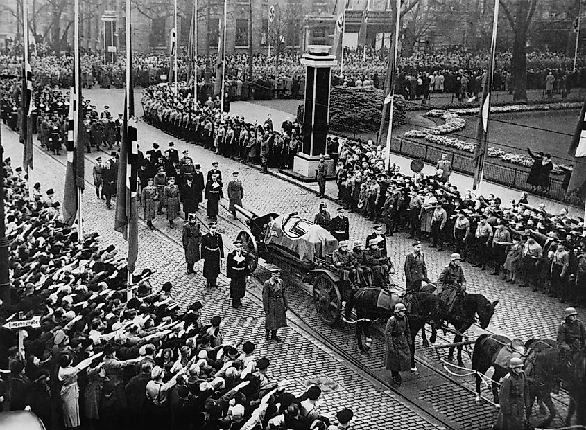 Funeral of Ernst vom Rath (1909-1938), a German diplomat assassinated in Paris in 1938 by a 17 year old exiled Jew, Herschel Grynszpan. The assassination triggered attack on German Jews