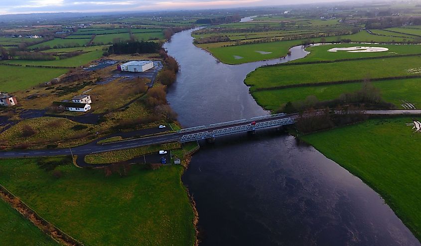 Aerial photo of the River Bann at the Agivey bridge