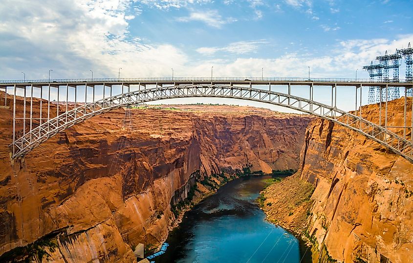 old navajo bridge crosses the colorado canyon