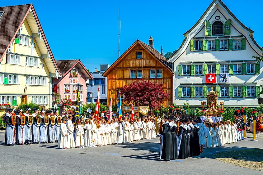 Corpus Christi (Osehegottstag) religious procession in Appenzell, Switzerland