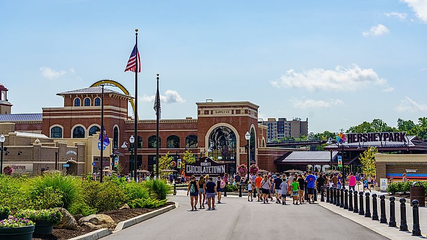 The new entrance to Hersheypark, a popular attraction in Hershey, Pennsylvania, USA.