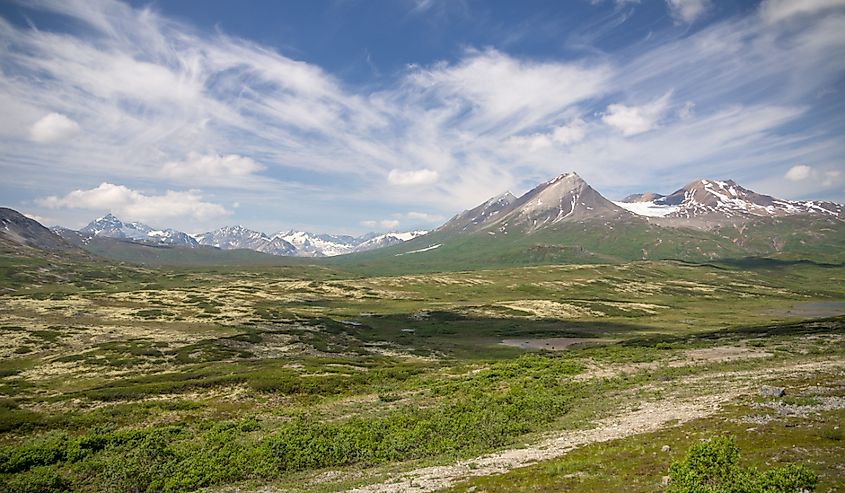 Mountains of Tatshenshini-Alsek Provincial Park from the Haines Highway in Northern BC
