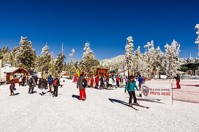 People enjoying winter sports activities in South Lake Tahoe.