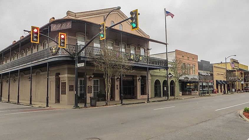 Buildings in downtown New Iberia, Louisiana.