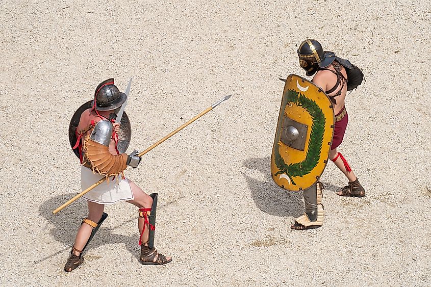 Gladiator fight re-enactment.