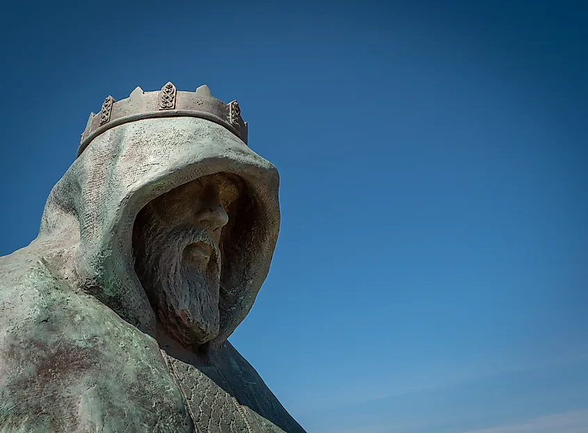 The statue of King Arthur in Tintagel, United Kingdom