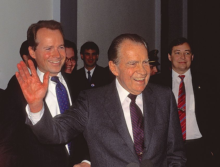 Washington, DC. USA, 1990 Former President Richard Milhous Nixon. Along with Congressman David Dreier (R) CA. who was escorting him around capital hill that day.