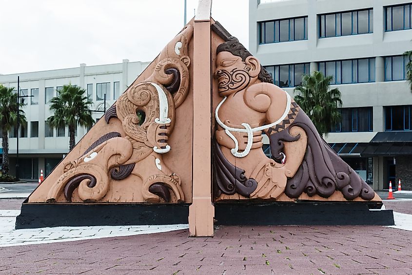 Te Tauihu Tūranga Whakamana, a Māori public artwork in Gisborne, New Zealand.