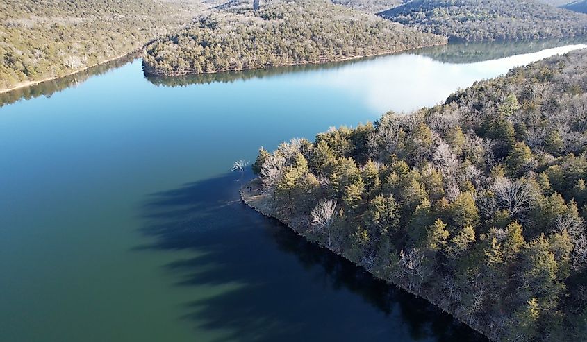 Aerial Footage of Lake Leatherwood in Arkansas