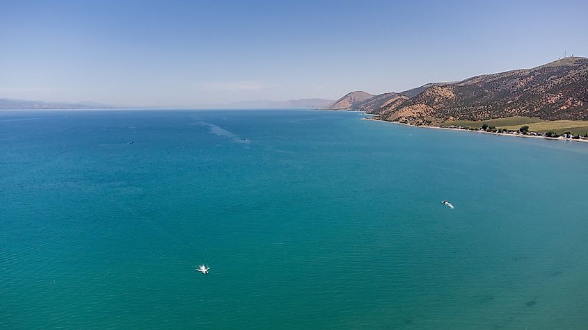 Summer Aerial Views of Bear Lake State Park, Utah.
