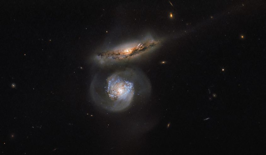 Spiral galaxies colliding