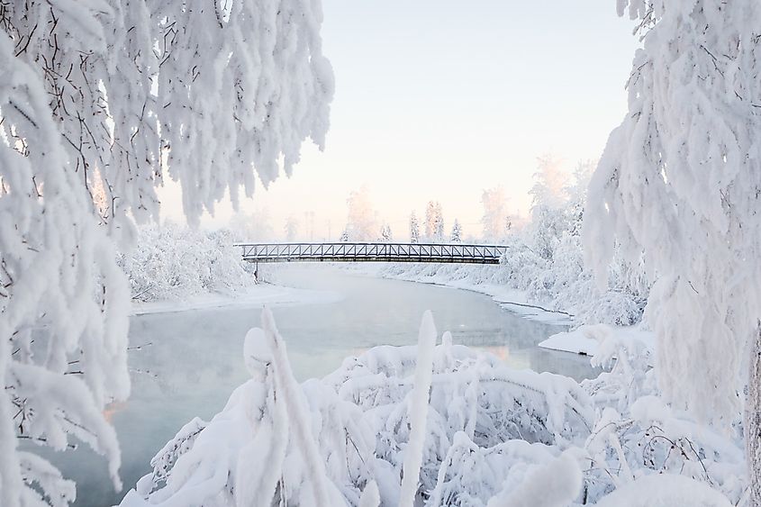Walking bridge in Fairbanks, Alaska.