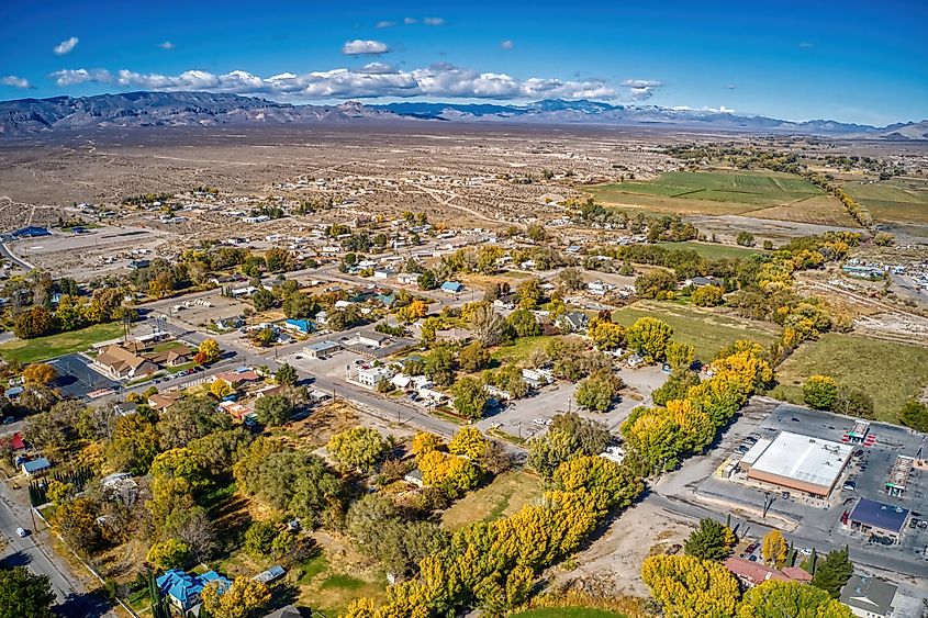 Aerial view, Alamo, Nevada, fall