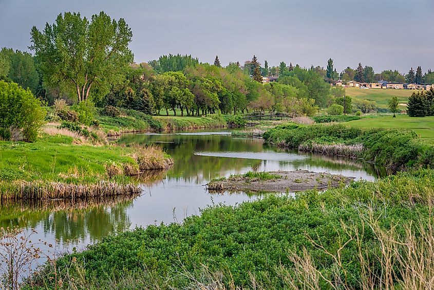 Bridge over Swift Current Creek on a golf course in Swift Current, Saskatchewan.