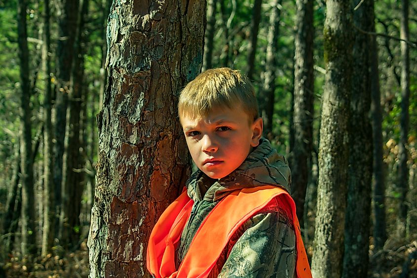 A young outdoorsman demonstrates proper attire for visibility. Via Shutterstock / Ana Hollan