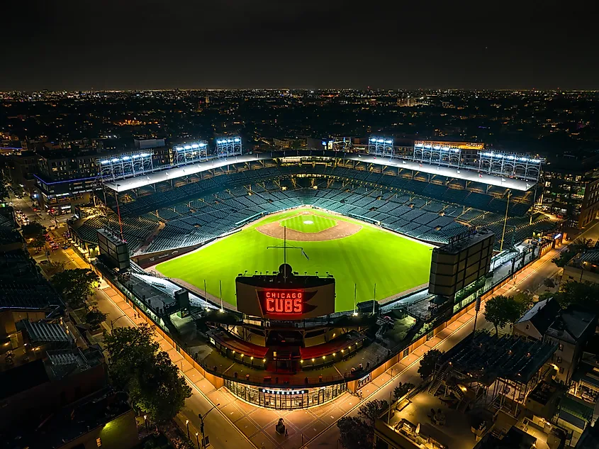 Aerial photograph of Chicago Cubs, Stadium, Wrigley Field.
