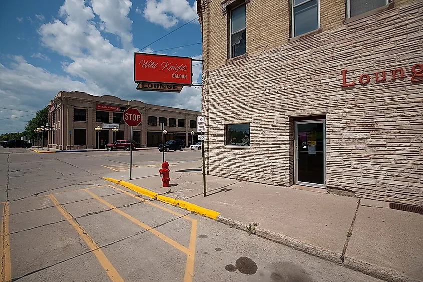 Downtown street in Casselton, North Dakota.