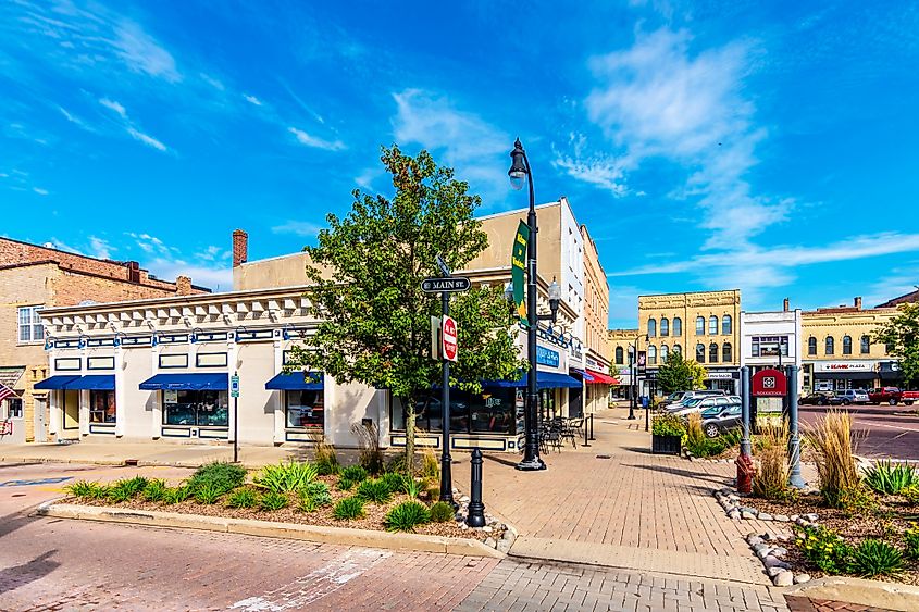The beautiful downtown area of Woodstock, Illinois