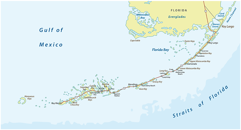 Map showing the Straits of Florida in relation to the Florida Keys