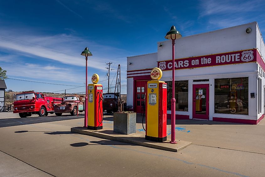 SPRINGFIELD (MISSOURI) TO TULSA (OKLAHOMA) ON 23 MARCH 2025: Image from Route 66 Highway Roadtrip from Springfield, Missouri to Tulsa, Oklahoma, stopping to photograph its iconic markers and Landmarks. Editorial Photo Credit: Shepps Shutterstock. 