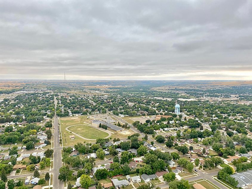 View of Minot, ND from a helicopter.