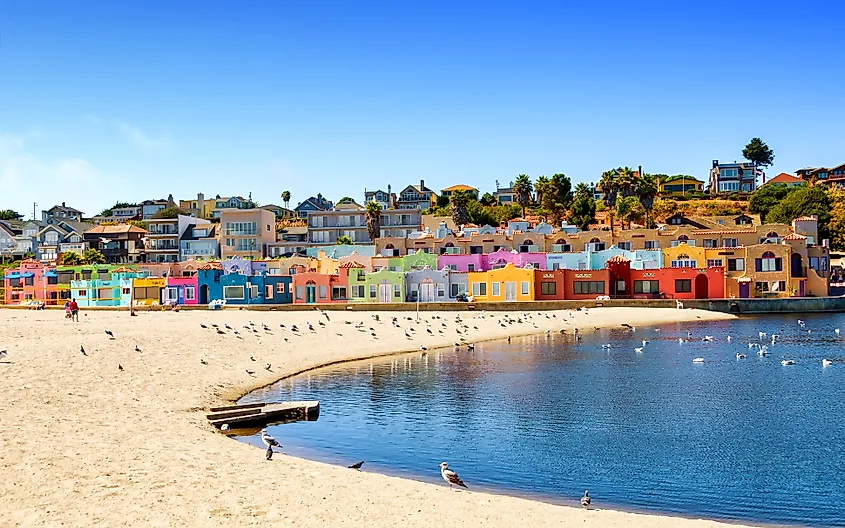 Colorful waterfront homes in Capitola, California.