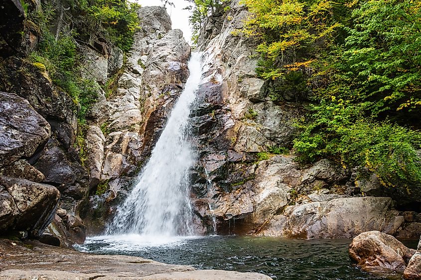 View of Glen Ellis Falls, a great stop near the Three Rivers Scenic Drive.
