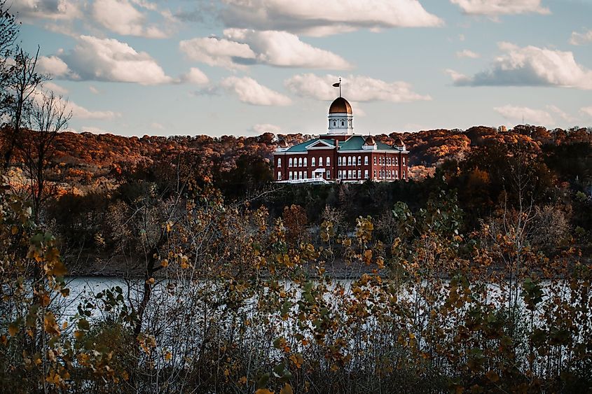 The Gasconade County Courthouse on the banks of the Missouri River in Hermann, Missouri