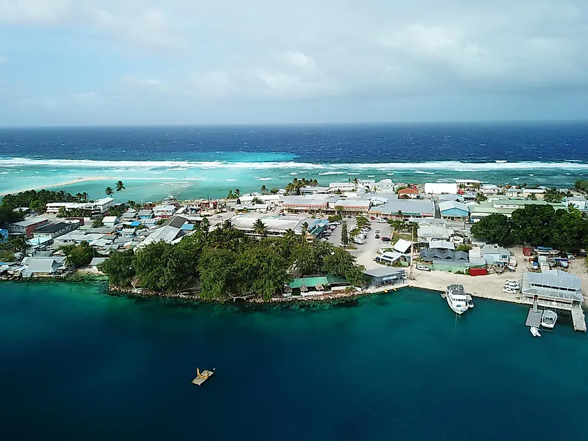Aerial view of Majuro, the capital of the Marshall Islands