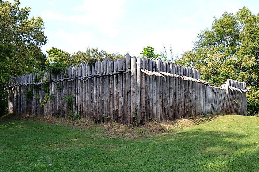 A wooden structure at Fort Crevecoeur in Illinois.